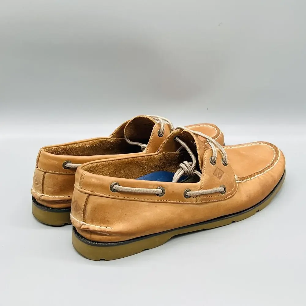 Sperry Shoes Mens 10.5 Brown Leather Top Sider Boat Deck Moc Toe Casual Comfort